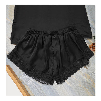Basix Black 2 Piece Camisole Set With Matching Lace, CS-123