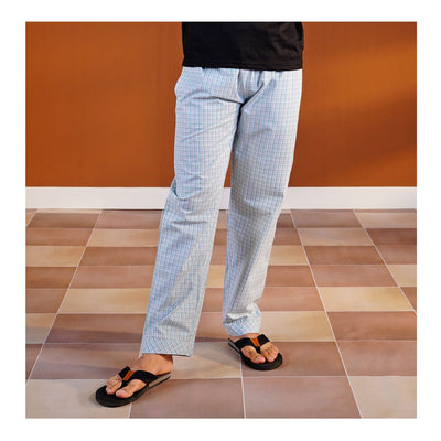 Basix Men's Sea Green & White Checkered Trouser  MT-936