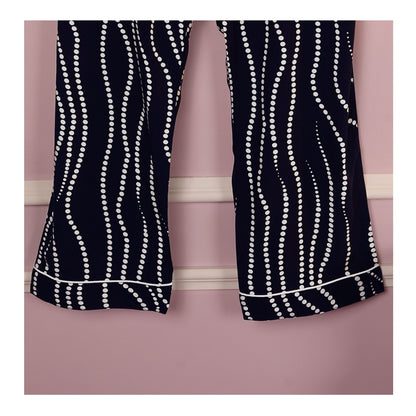 Basix Women's Navy Blue With White Ripples Loungewear, 2-Piece Set, LW-661