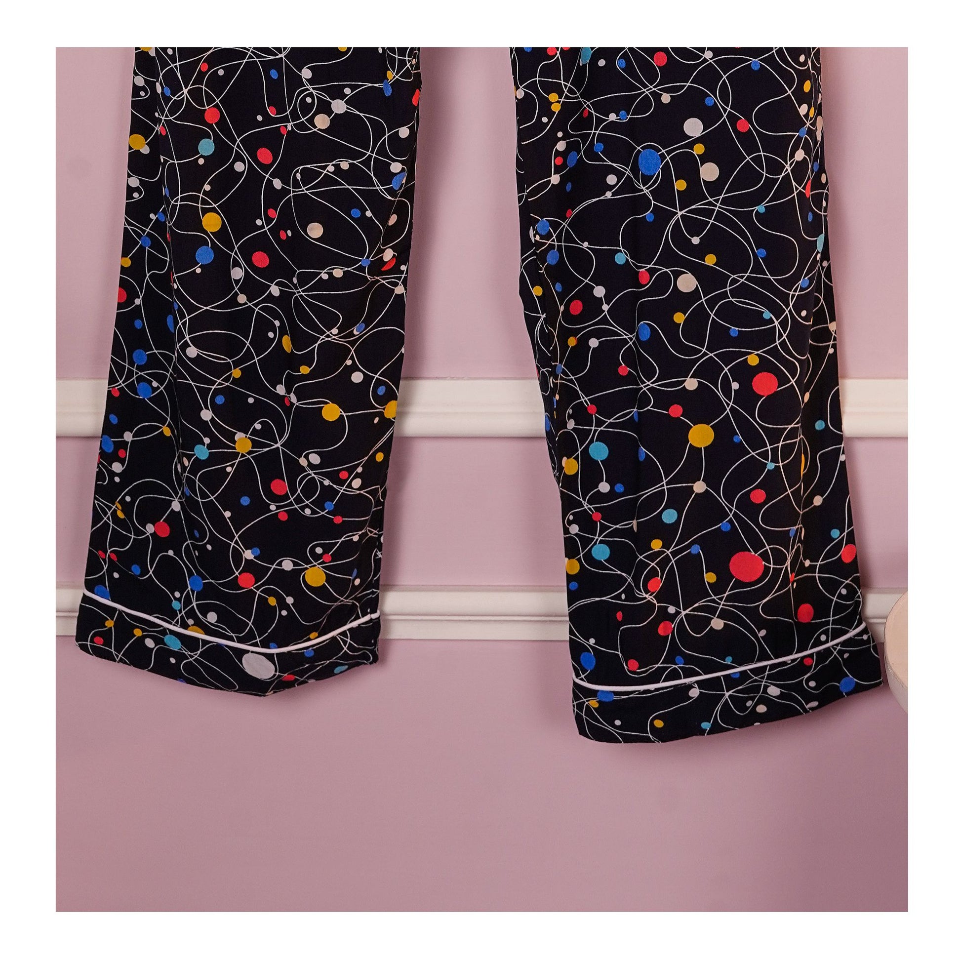 Basix Women's Navy With Colored Polka Dots Loungewear, 2-Piece Set, LW-662