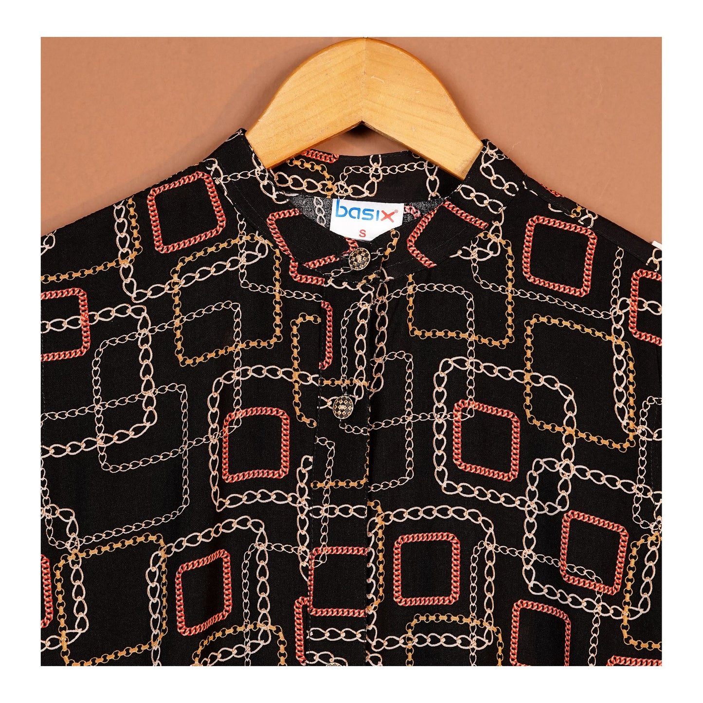 Basix Women's Black Geometric Patterns Viscose Fabric Relax Fit Fusion, Co-Ord Set, CORD-114