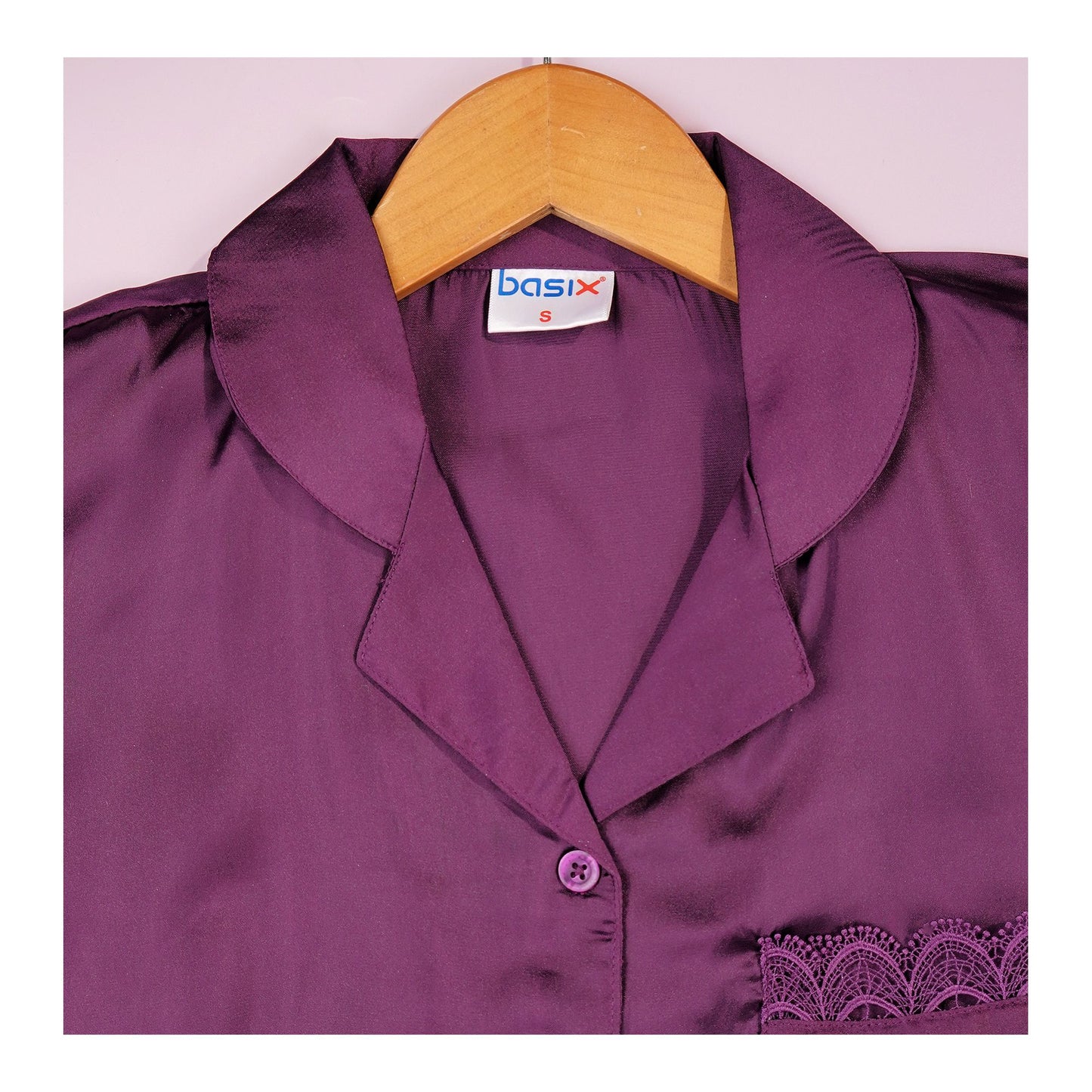Basix Women's Purple Full Sleeves Shirt & Trouser With Lace, 2-Piece, SW-120