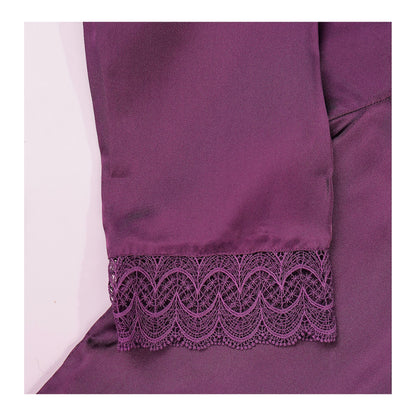 Basix Women's Purple Full Sleeves Shirt & Trouser With Lace, 2-Piece, SW-120