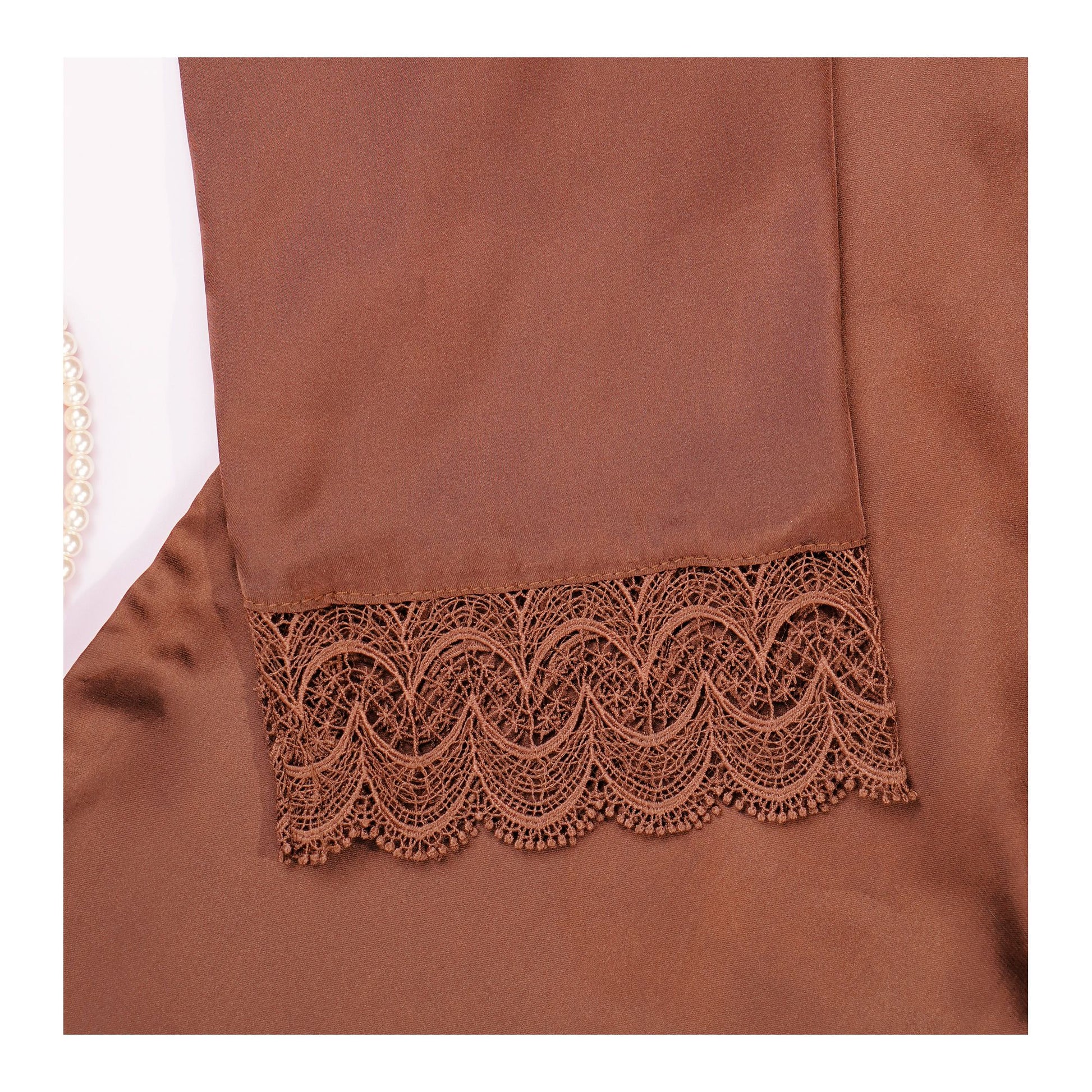 Basix Women's Dark Brown Full Sleeves Shirt & Trouser With Lace, 2-Piece, SW-119