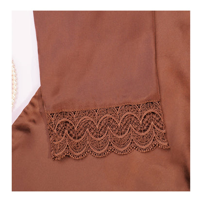 Basix Women's Dark Brown Full Sleeves Shirt & Trouser With Lace, 2-Piece, SW-119