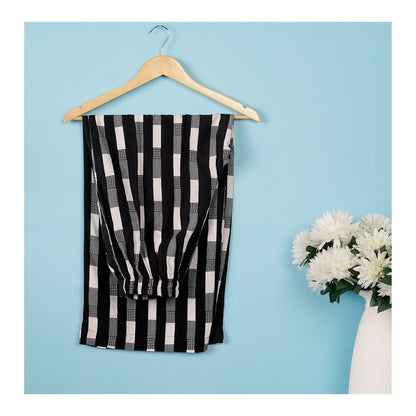 Basix Women's Twin Pocket Black Grey & White Geometric Boxes, Palazzos, LT-616