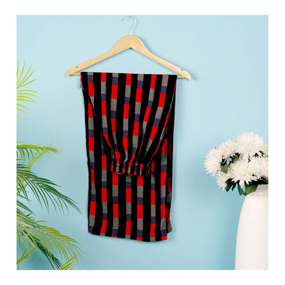 Basix Women's Twin Pocket Black Grey & Red Geometric Boxes, Palazzos, LT-617