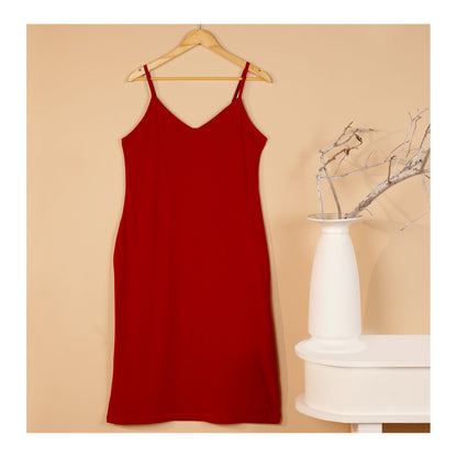 Basix Women's Stretchable Long Night Gown, Cotton, Maroon, LNG-51