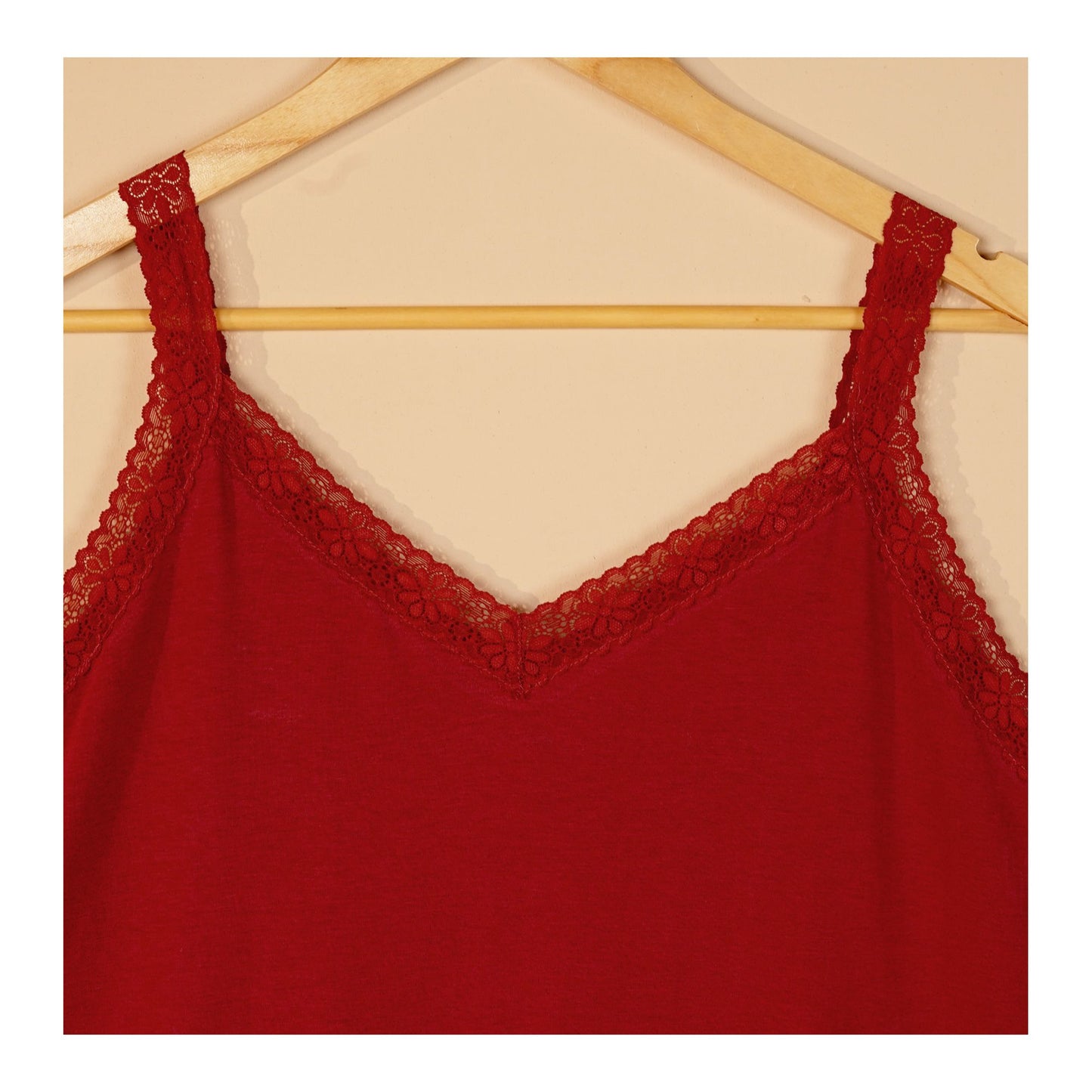 Basix Women's Stretchable Night Gown With Stretchable Neck & Shoulder Strap Laces, Cotton, Maroon, LNG-52