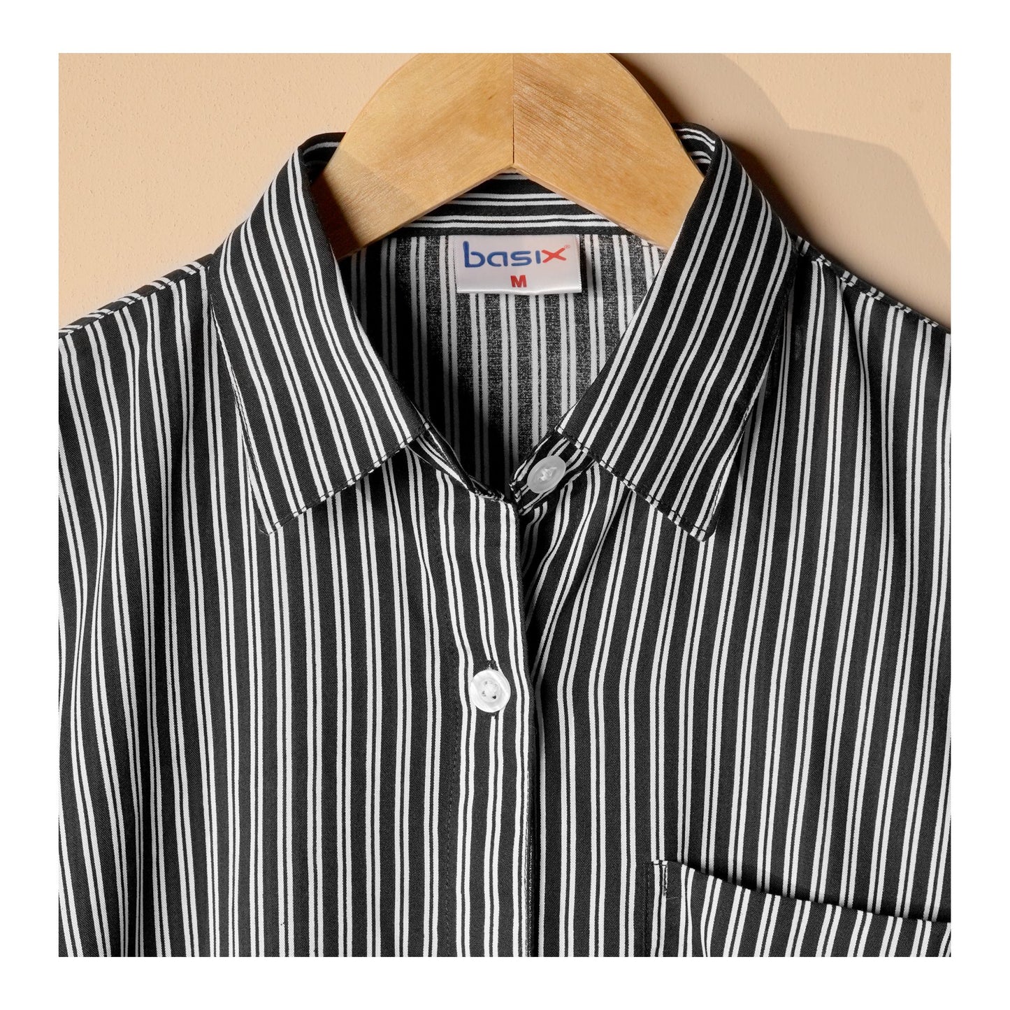 Basix Women's Black & White Striped Western Shirt With Plain Black Palazzo, LWD-101