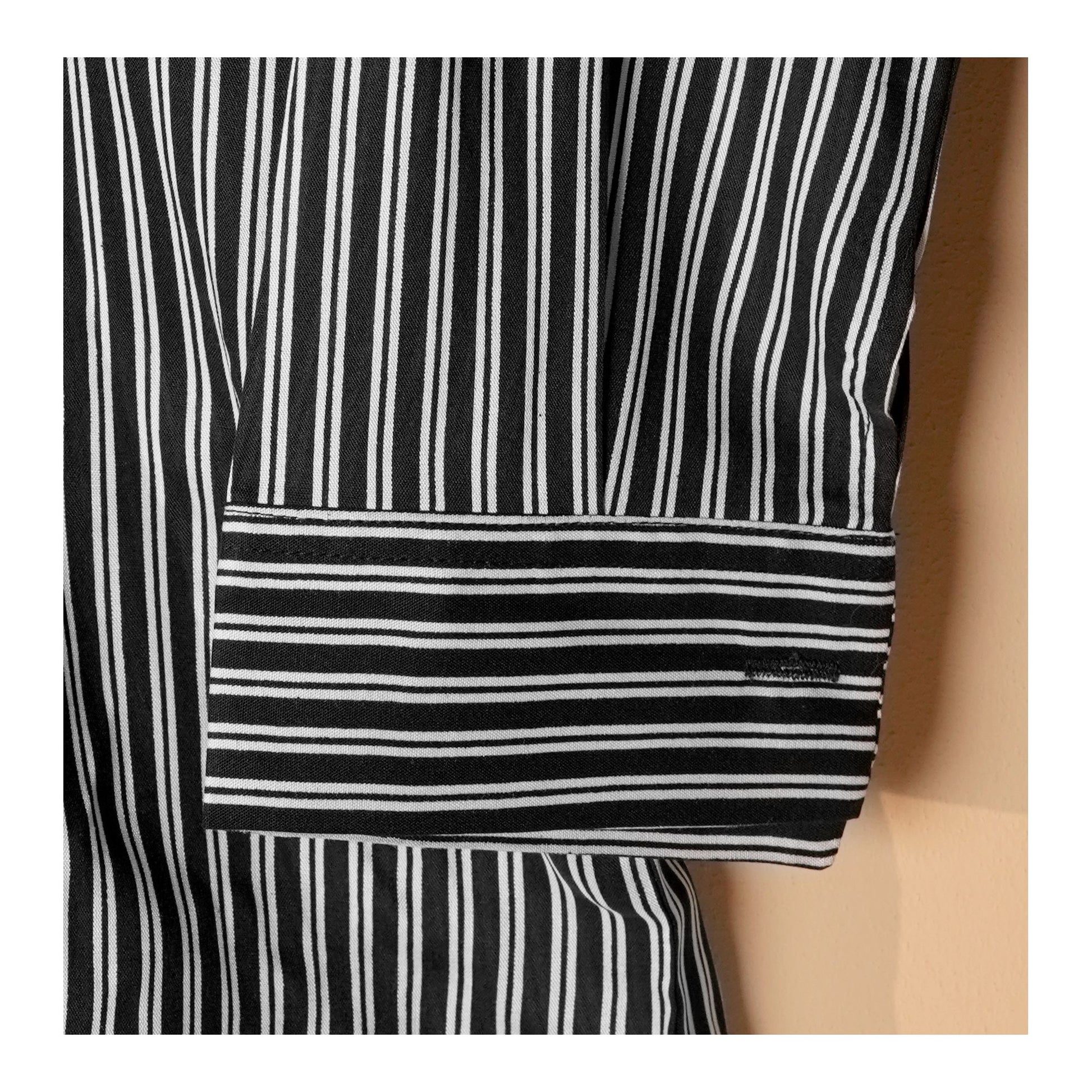 Basix Women's Black & White Striped Western Shirt With Plain Black Palazzo, LWD-101