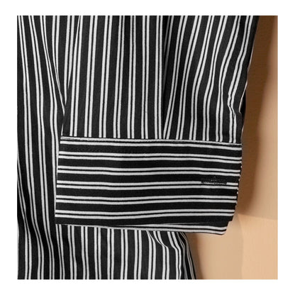 Basix Women's Black & White Striped Western Shirt With Plain Black Palazzo, LWD-101