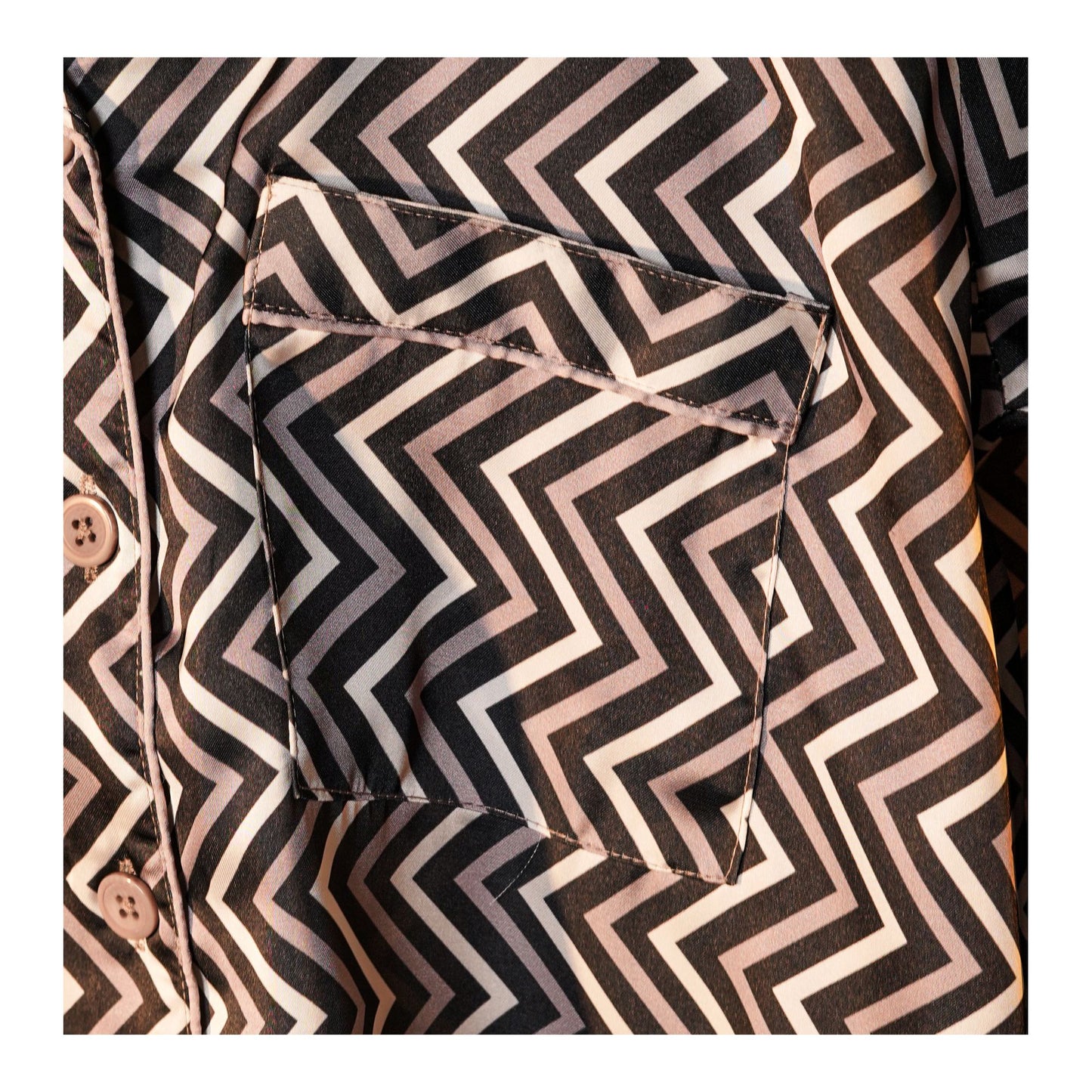 Basix Women's Zig Zag Loungewear 2-Piece Set, Black Steel Grey & White, LW-667
