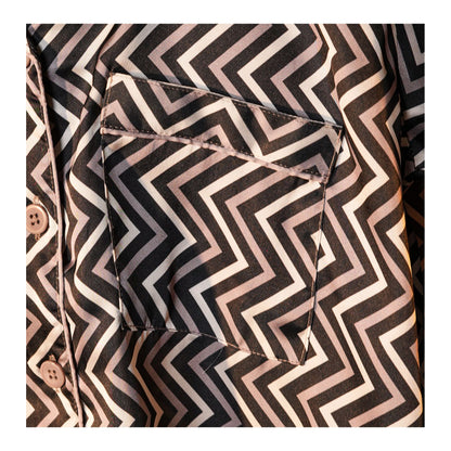 Basix Women's Zig Zag Loungewear 2-Piece Set, Black Steel Grey & White, LW-667