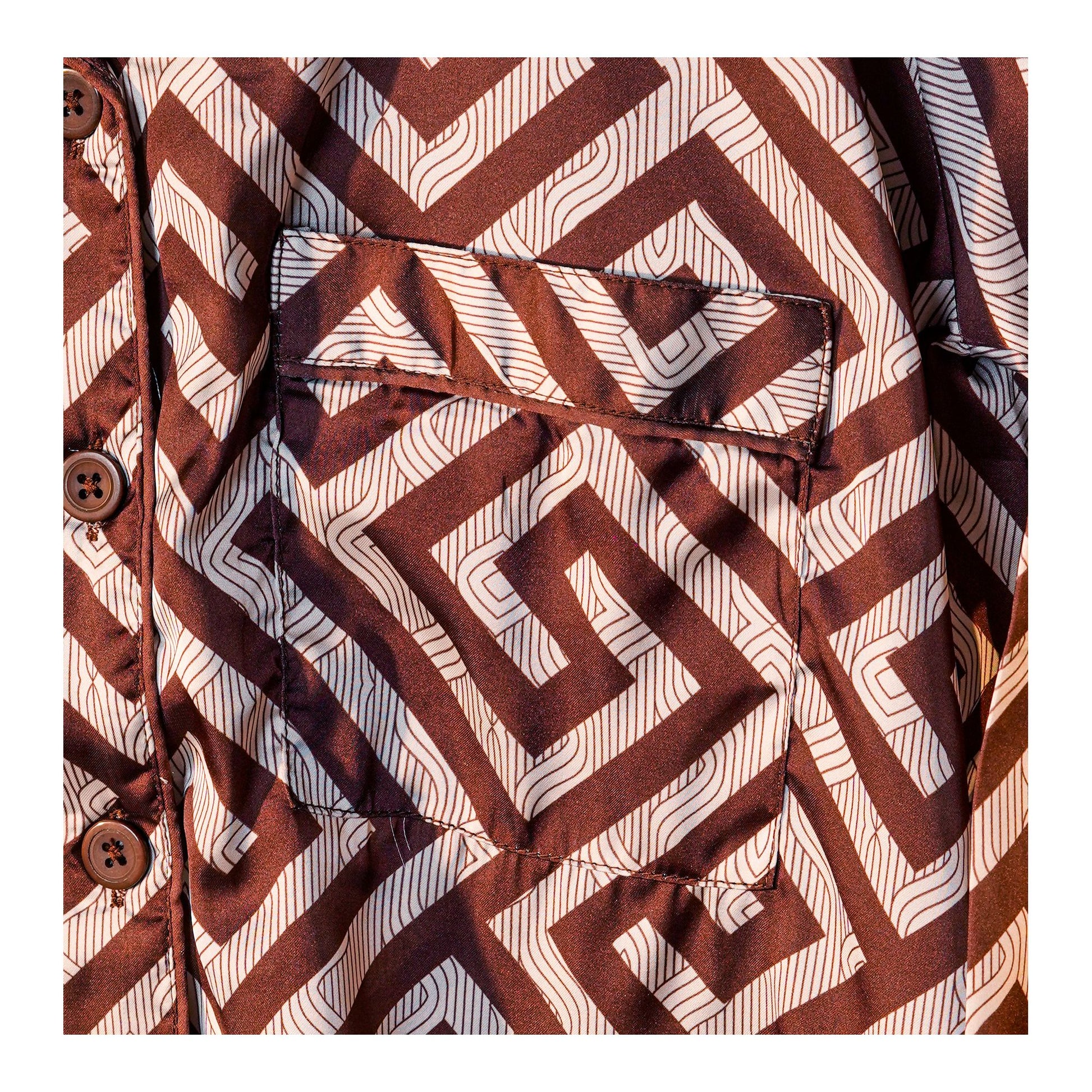 Basix Women's Geometric Pattern Loungewear 2-Piece Set, Chocolate Brown & Ivory, LW-666