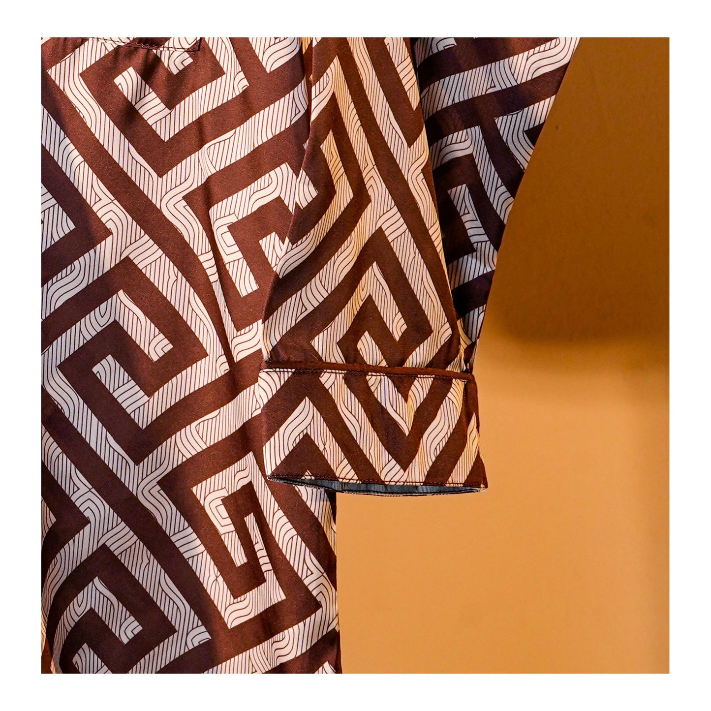 Basix Women's Geometric Pattern Loungewear 2-Piece Set, Chocolate Brown & Ivory, LW-666