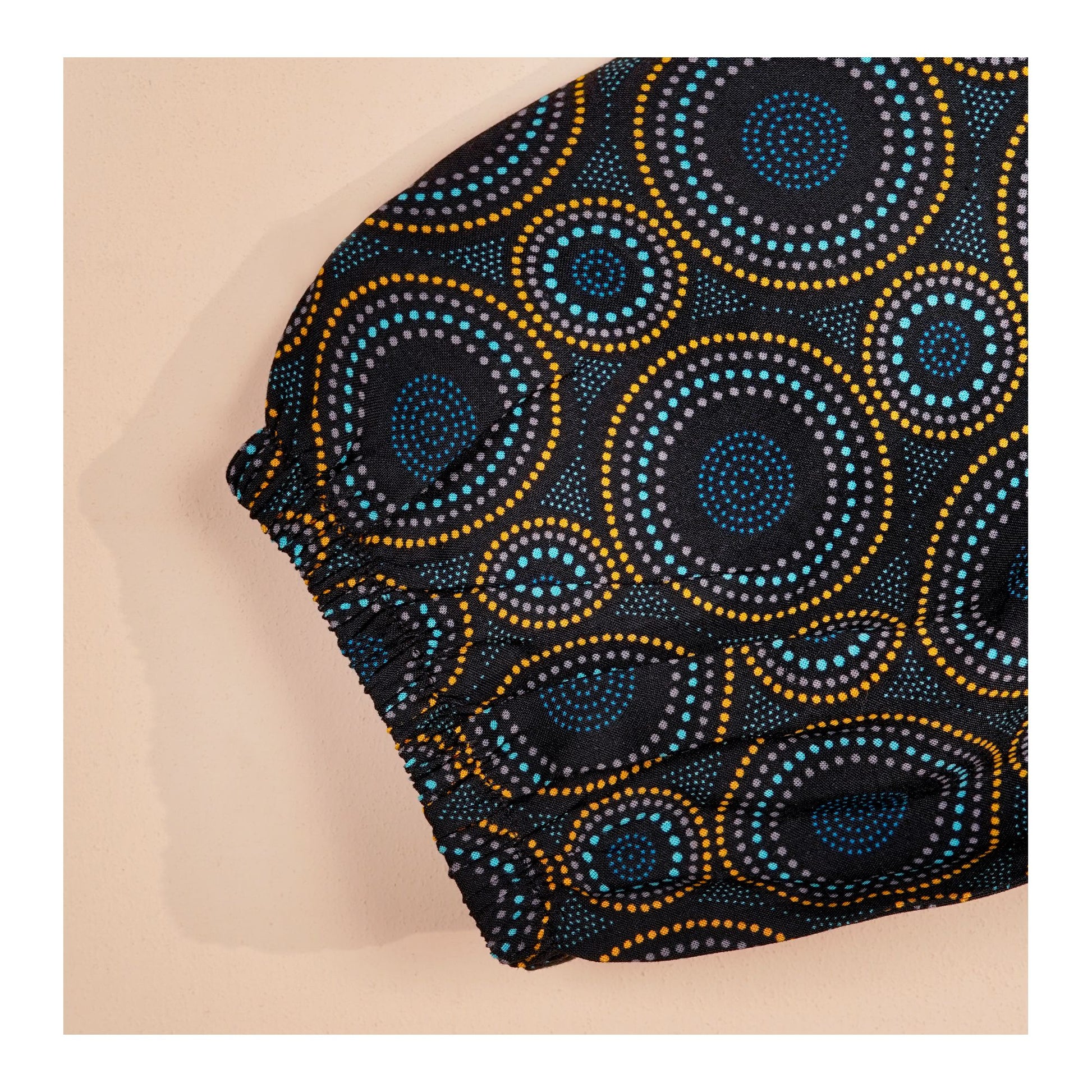 Basix Womens Black Turquoise Ring Pattern Long A-Line Frock With Belt, EW-107