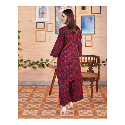 Basix Khaddar Black & Magenta Flora With Tassel, 2-Piece Set, EW-109