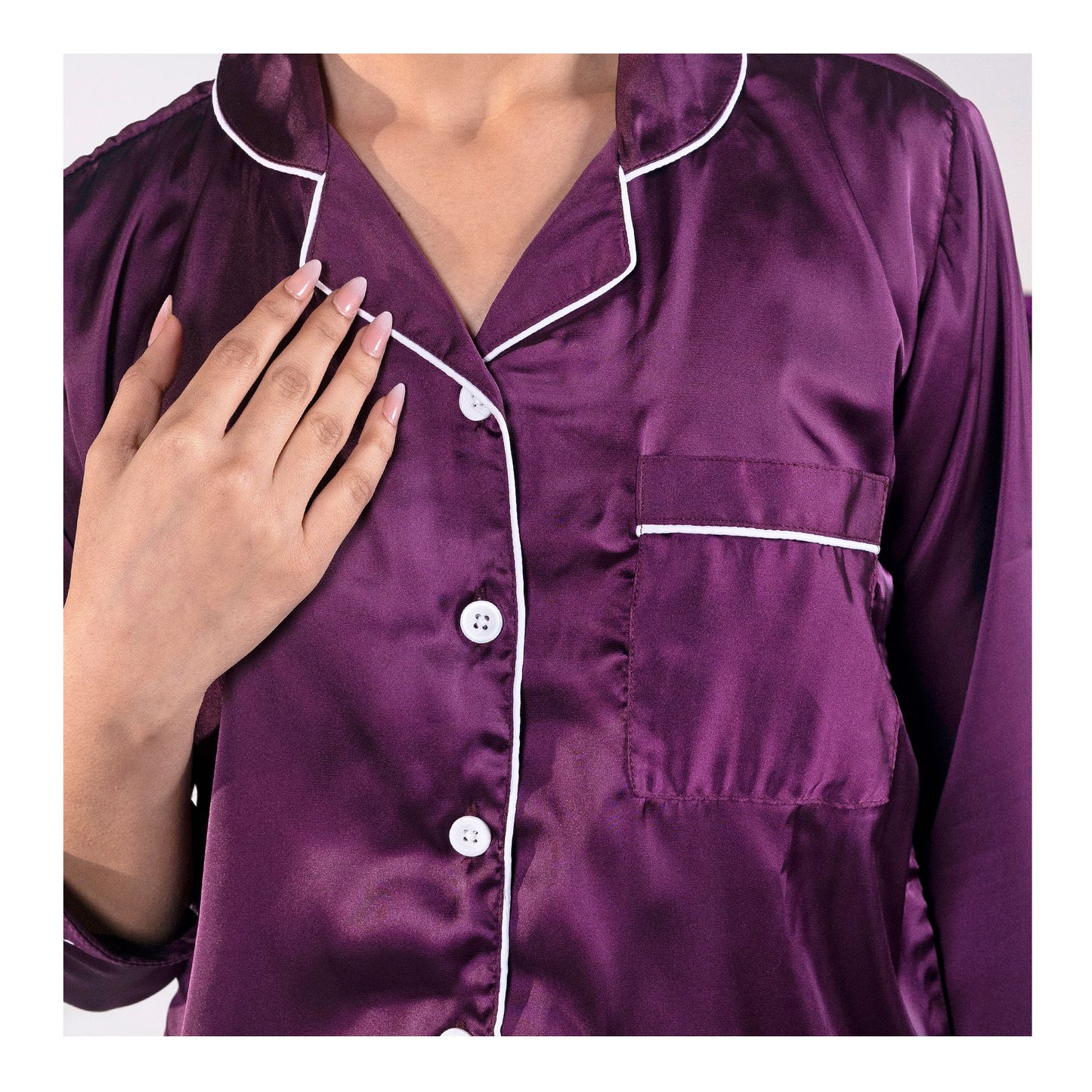 Basix Women's 3 Quarter Sleeves Loungewear 2-Piece Set, Silk, Purple, SW-126