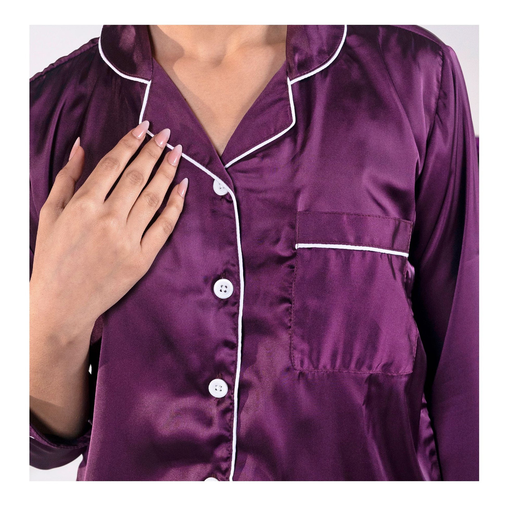 Basix Women's 3 Quarter Sleeves Loungewear 2-Piece Set, Silk, Purple, SW-126