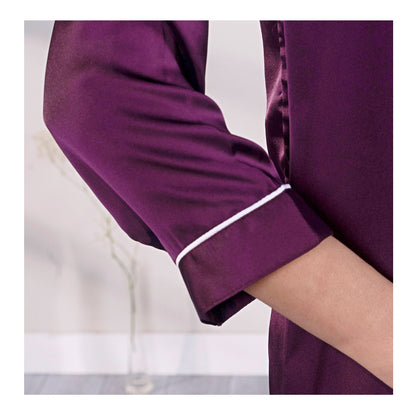 Basix Women's 3 Quarter Sleeves Loungewear 2-Piece Set, Silk, Purple, SW-126