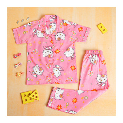 Basix Girl's Hello Kitty Short Sleeves Nightwear, Pink, 2-Piece Set, GRL-187