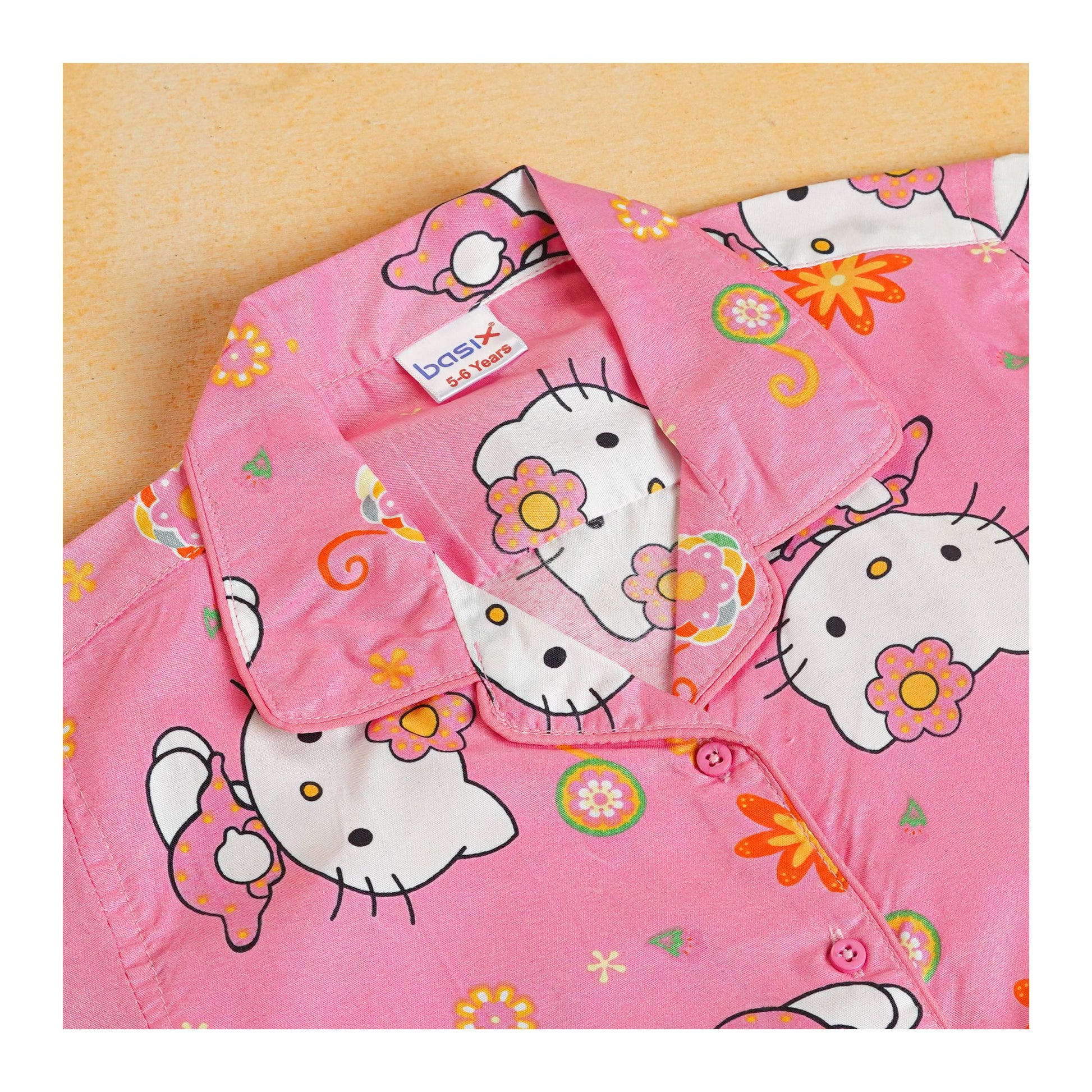 Basix Girl's Hello Kitty Short Sleeves Nightwear, Pink, 2-Piece Set, GRL-187