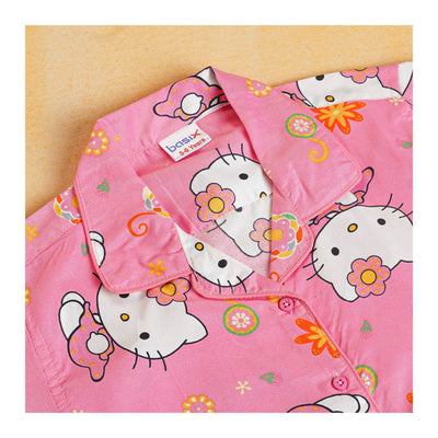 Basix Girl's Hello Kitty Short Sleeves Nightwear, Pink, 2-Piece Set, GRL-187