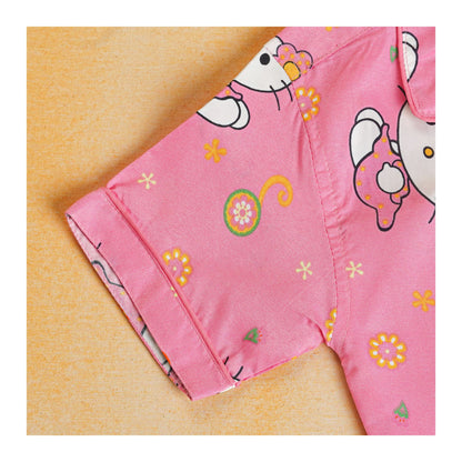 Basix Girl's Hello Kitty Short Sleeves Nightwear, Pink, 2-Piece Set, GRL-187