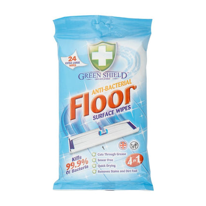 Green Shield 4-In-1 Anti-Bacterial Floor Surface Wipes, Extra Large, 24-Pack