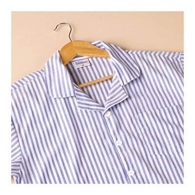 Basix Men's Stripes Short Sleeves Loungewear, 2 Piece Set, Blue & White, LW-834