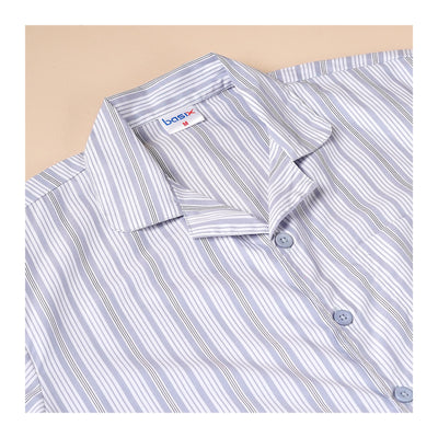 Basix Men's Stripes Short Sleeves Loungewear, 2 Piece Set, White & Steel Grey, LW-836
