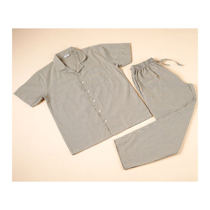 Basix Men's Checks Short Sleeves Loungewear, 2 Piece Set, Caramel Brown & Black, LW-837
