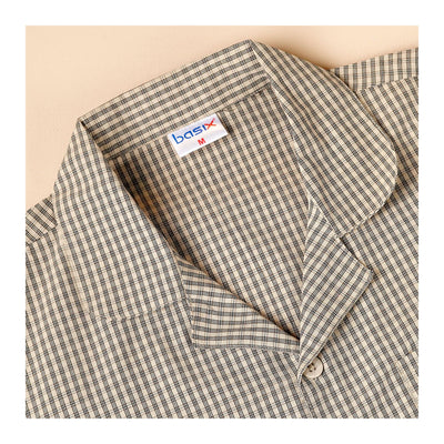 Basix Men's Checks Short Sleeves Loungewear, 2 Piece Set, Caramel Brown & Black, LW-837