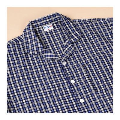 Basix Men's Checks Short Sleeves Loungewear, 2 Piece Set, Blue Black & White, LW-838