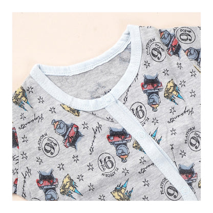 Basix Romper Pair Set, For New Born, Light Blue &amp; Grey, NB-11