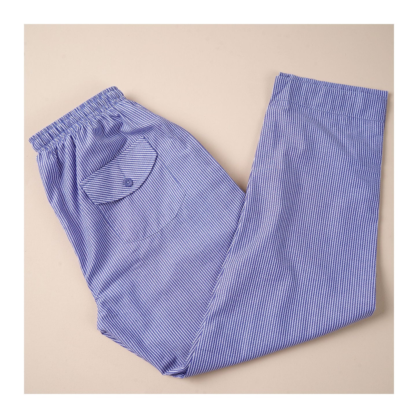 Basix Men's Pin Stripes Trouser, Blue &amp; White, MT-947