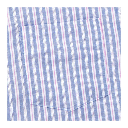 Basix Men's Stripes Short Sleeves Loungewear, 2 Piece Set, Matte Blue &amp; White, LW-839