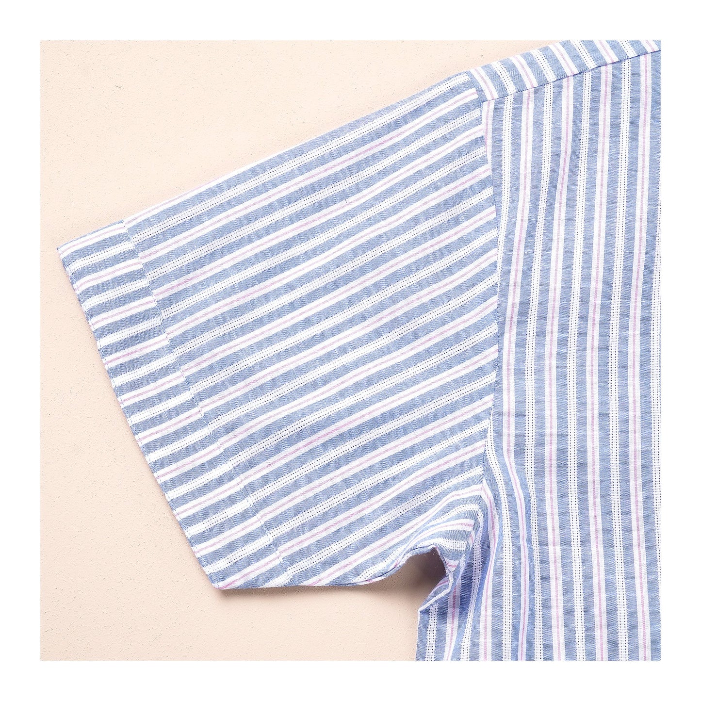 Basix Men's Stripes Short Sleeves Loungewear, 2 Piece Set, Matte Blue &amp; White, LW-839