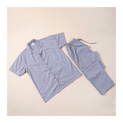Basix Men's Stripes Short Sleeves Loungewear, 2 Piece Set, Grey & White, LW-841