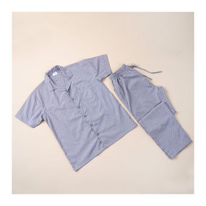 Basix Men's Stripes Short Sleeves Loungewear, 2 Piece Set, Grey &amp; White, LW-841