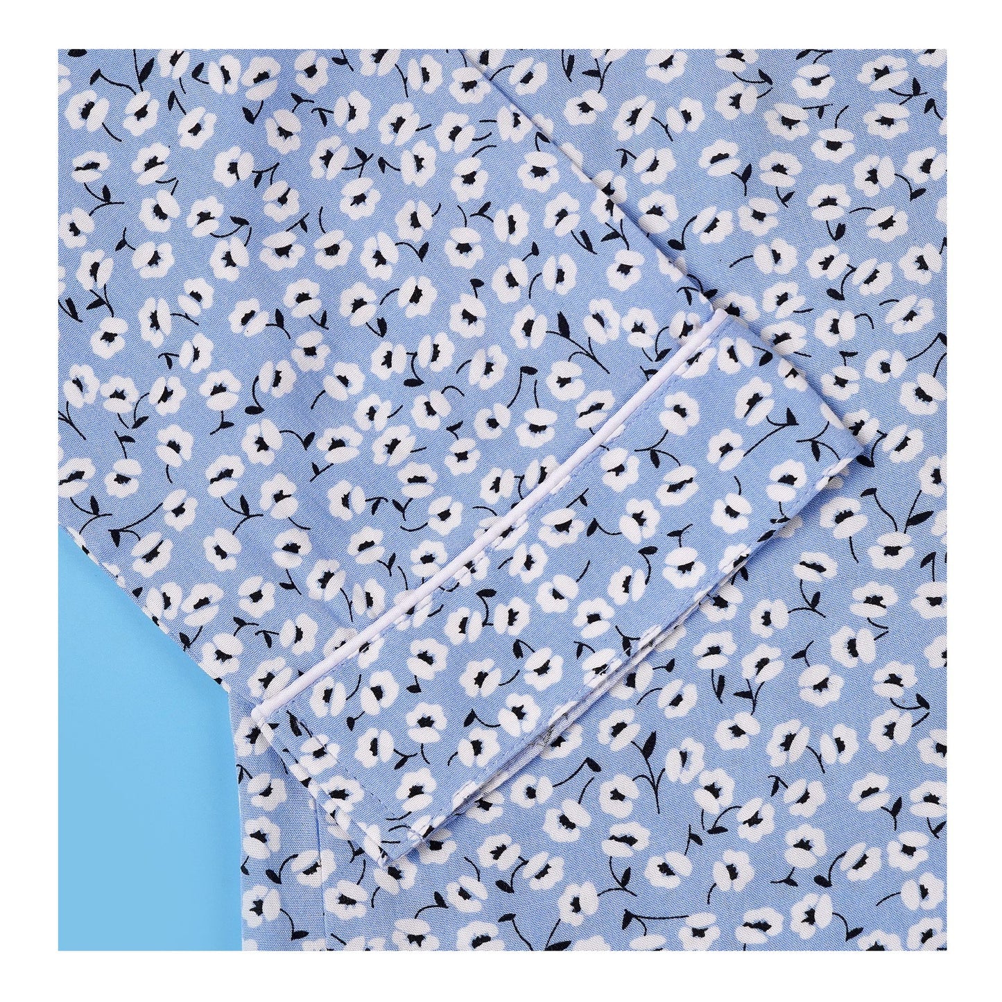 Basix Women's Flora Loungewear 2 Pieces Set, Sky Blue &amp; White, LW-673