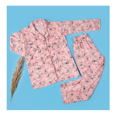 Basix Women's Flora Loungewear 2 Pieces Set, Powder Pink & Black, LW-674