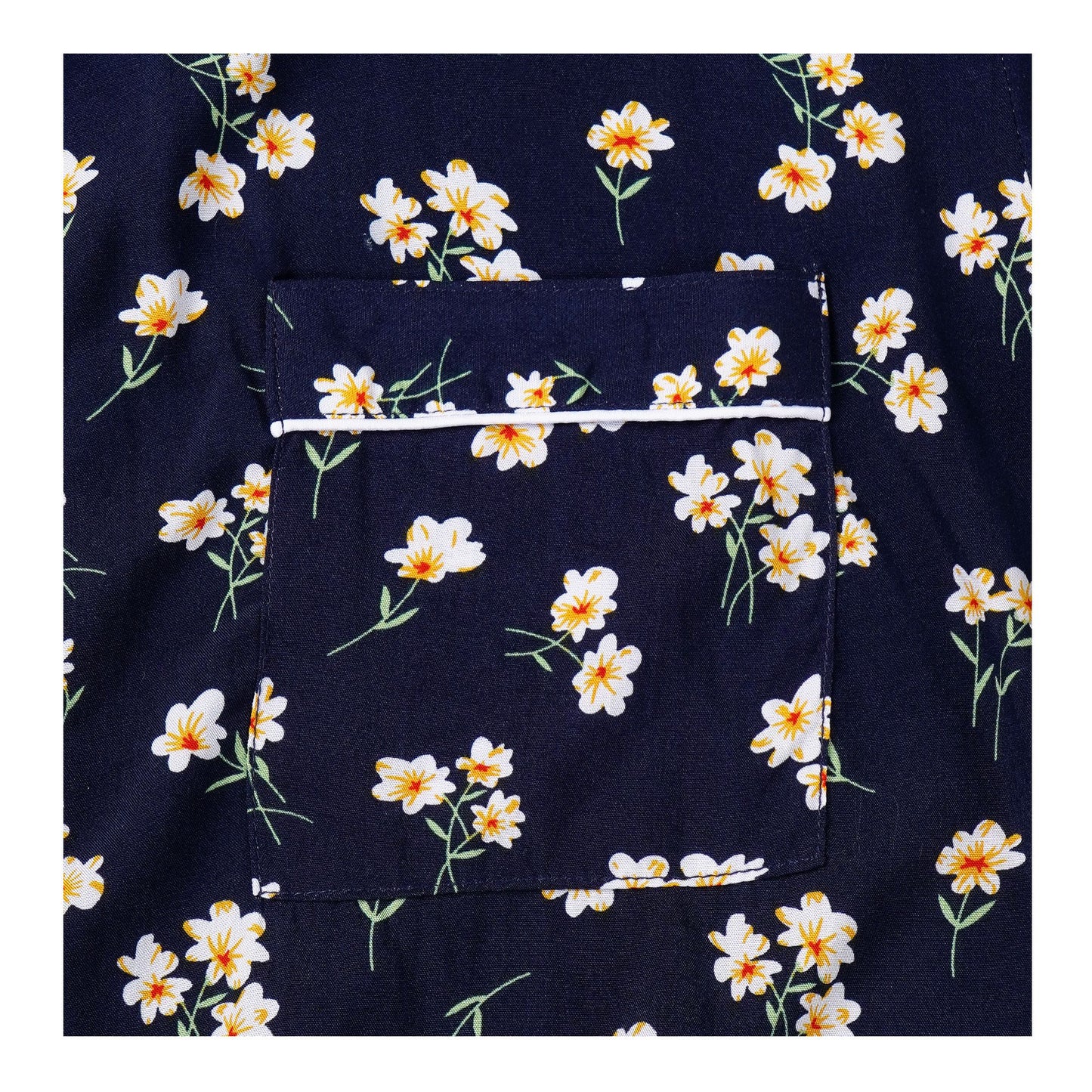 Basix Women's Flora Loungewear 2 Pieces Set, Navy Blue &amp; White, LW-675