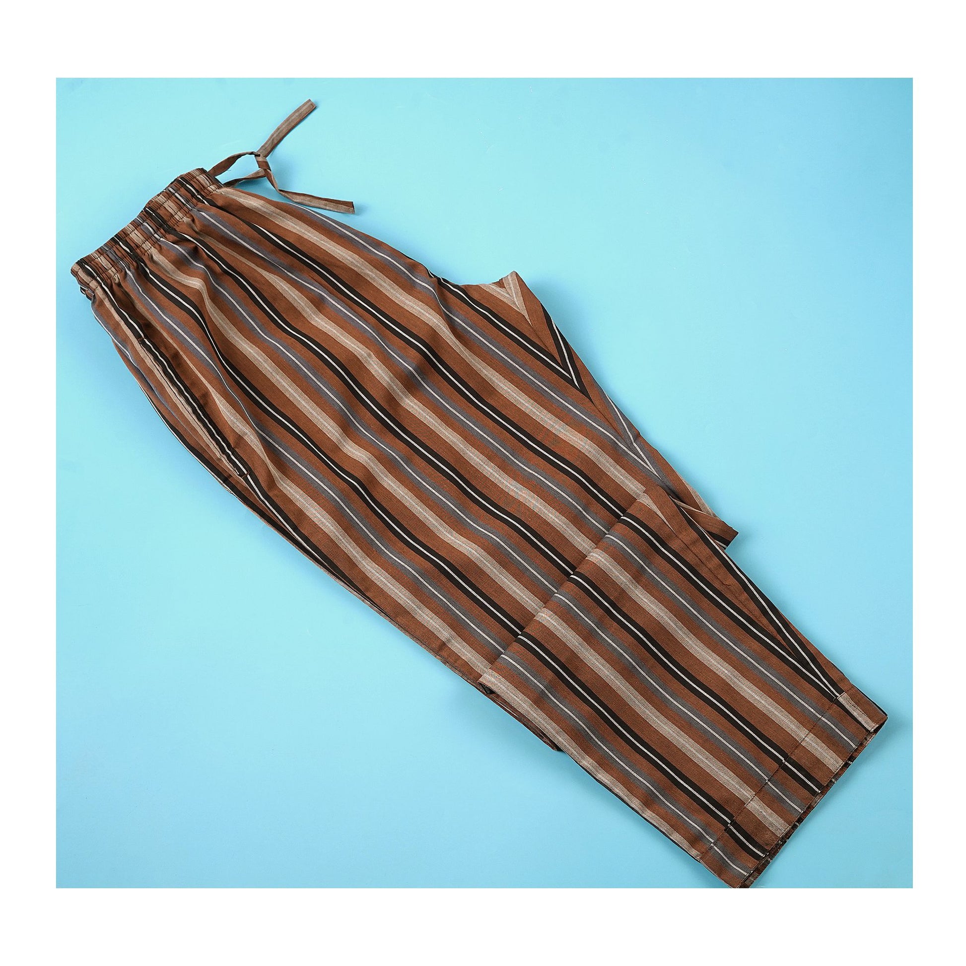 Basix Men's Stripes Trouser, Chocolate Brown &amp; Black, MT-948
