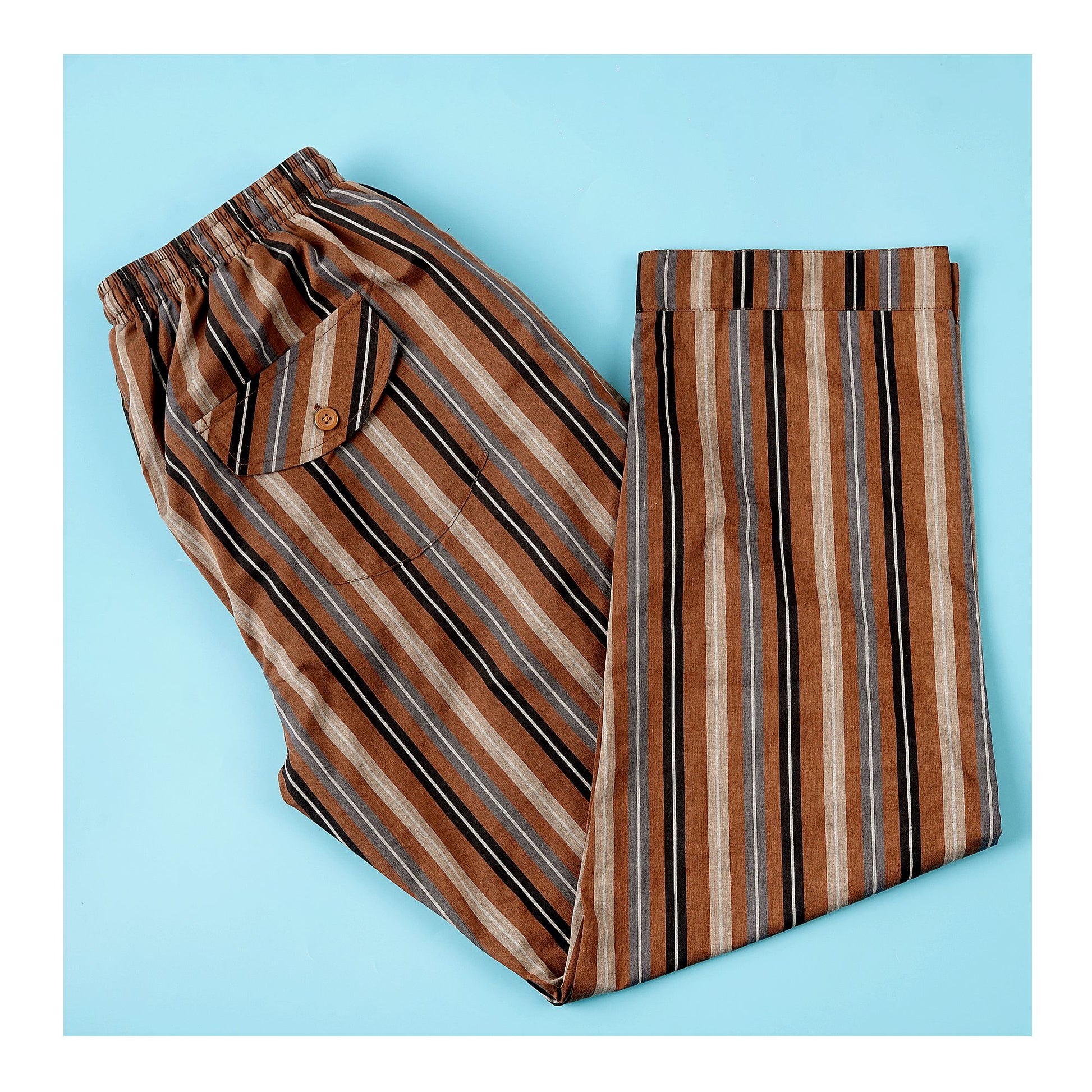 Basix Men's Stripes Trouser, Chocolate Brown &amp; Black, MT-948