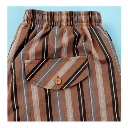Basix Men's Stripes Trouser, Chocolate Brown &amp; Black, MT-948