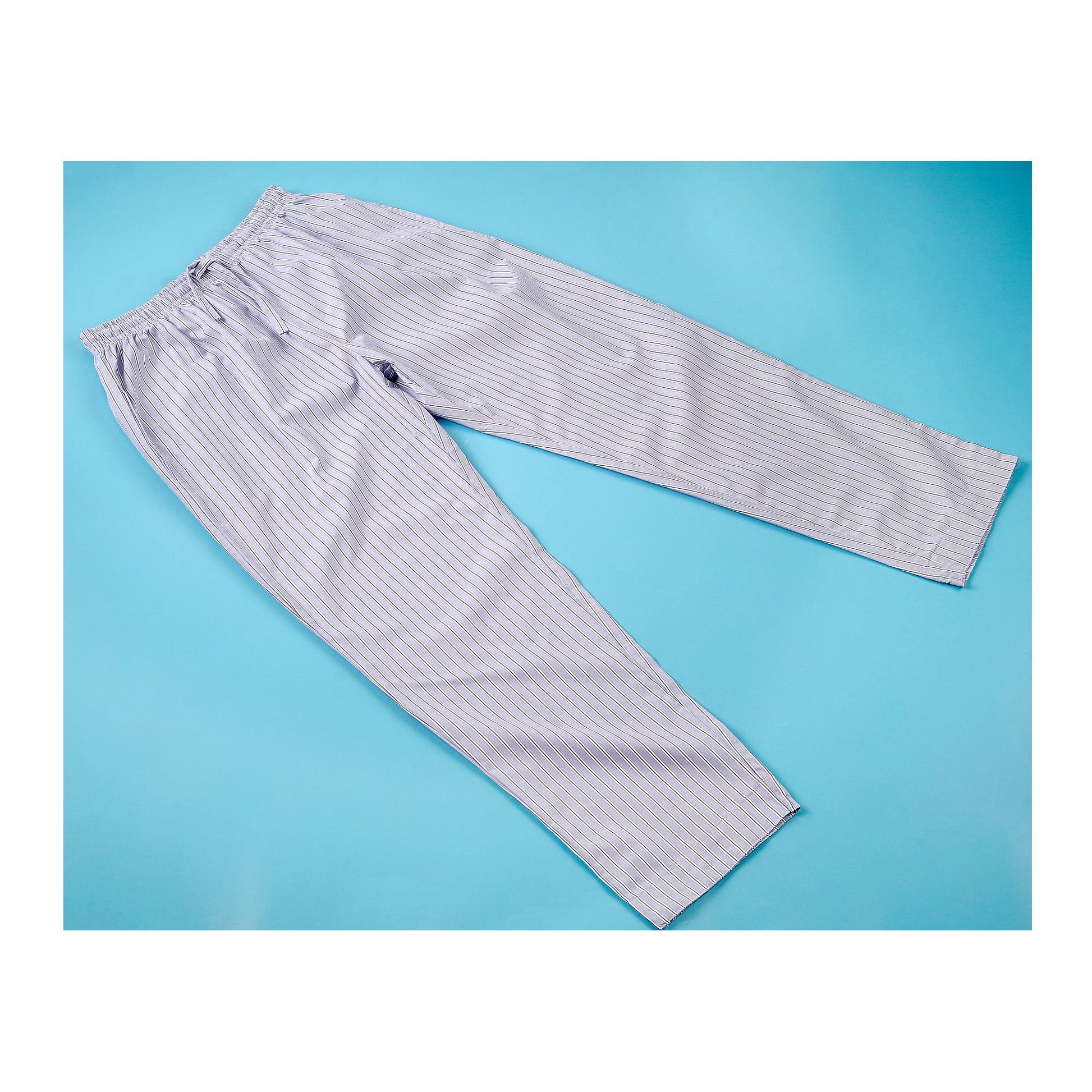 Basix Men's Stripes Trouser, Sky Blue &amp; White, Cotton, MT-949