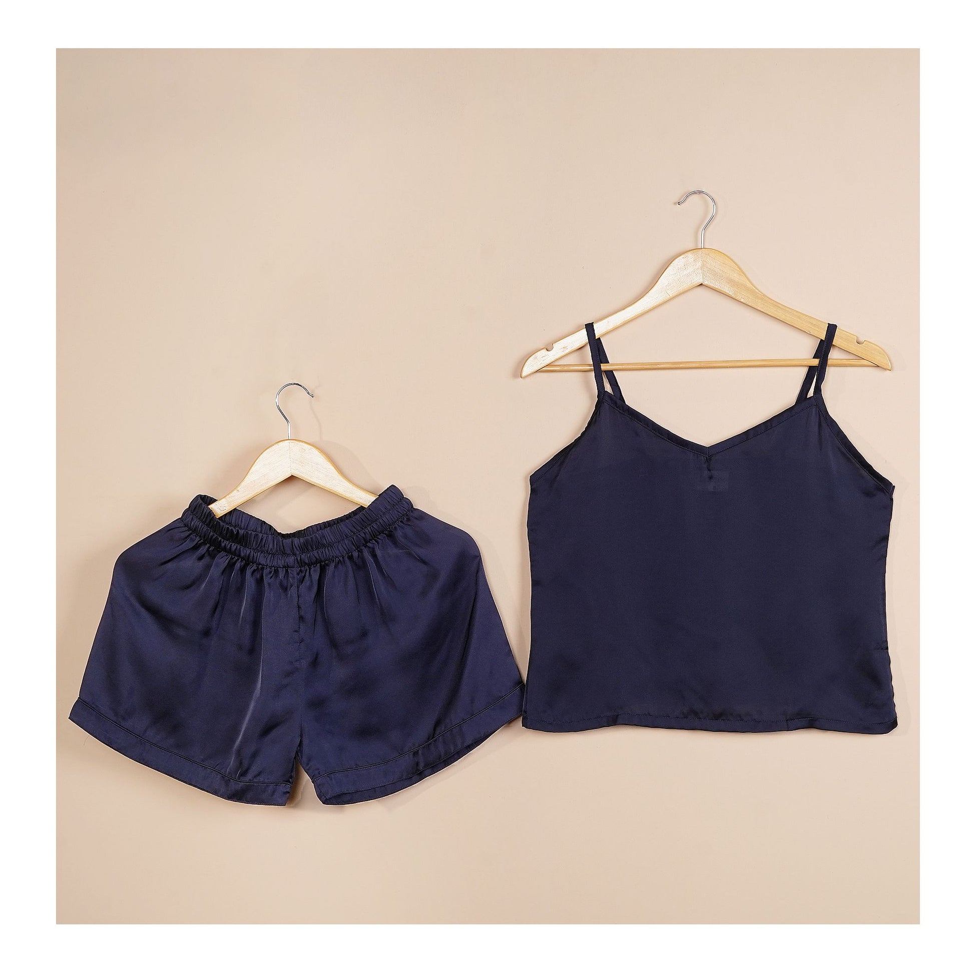 Basix Women's Cami Top &amp; Short With Large Piping, 2 Piece Set, Navy Blue, CS-128