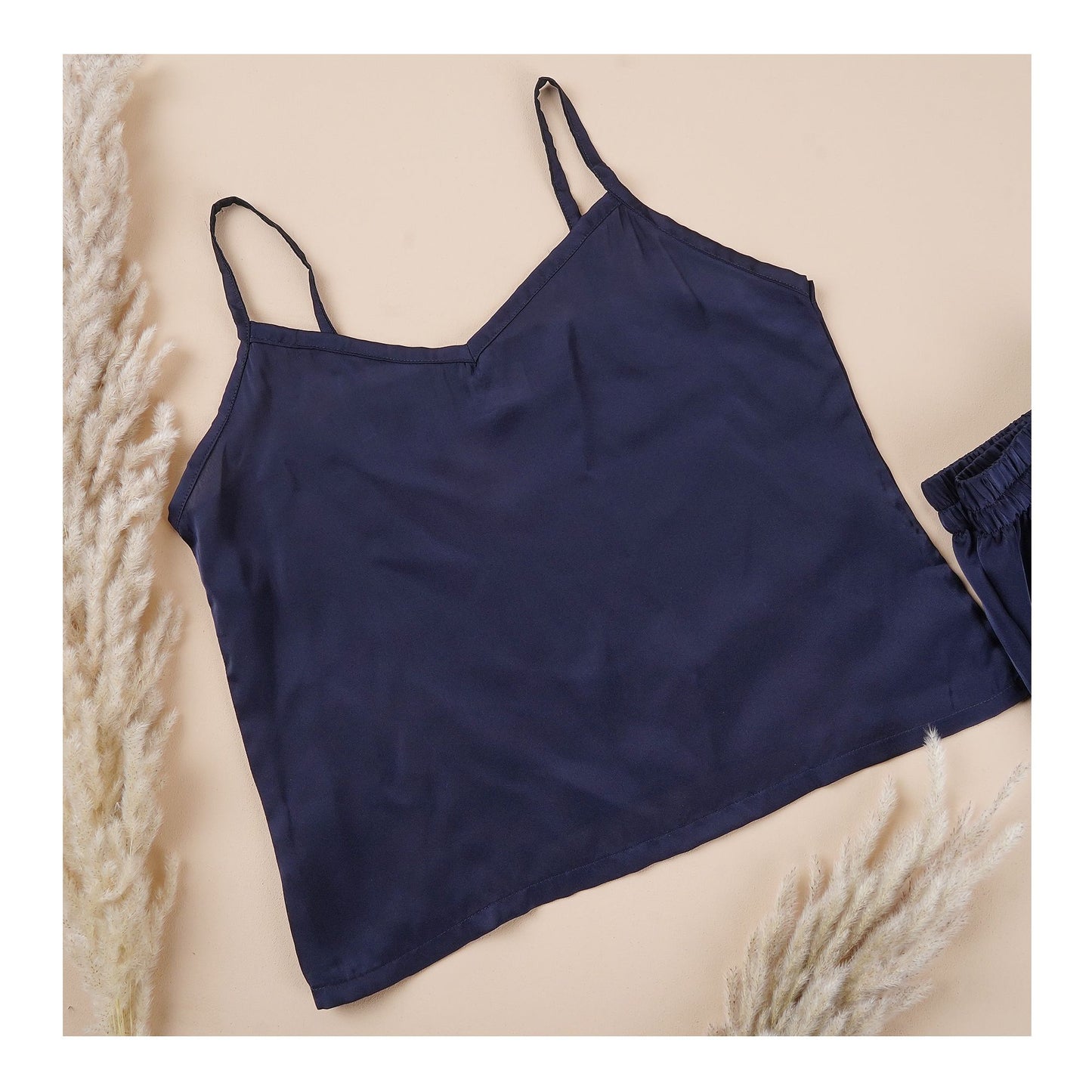 Basix Women's Cami Top &amp; Short With Large Piping, 2 Piece Set, Navy Blue, CS-128